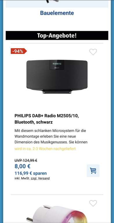 PHILIPS DAB+ Radio M2505/10, Bluetooth, schwarz; Preisfehler?