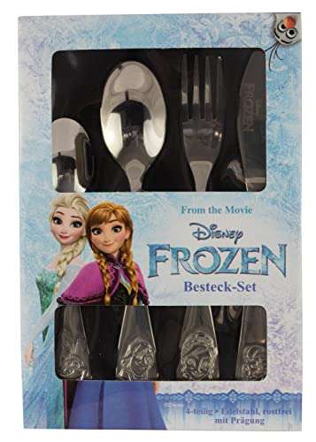DISNEY Frozen, 4-tlg. Besteck-Set Edelstahl, Messer, Gabel, Suppenlöffel und Dessertlöffel mit Prägung für 6,86€ (Prime)