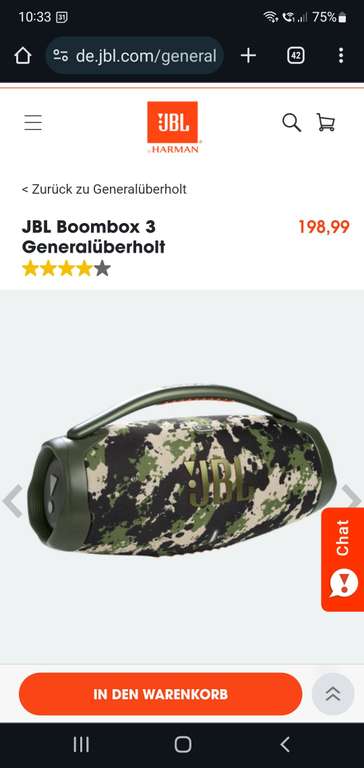 JBL BOOMBOX 3 NUR 199€ Generalüberholte (10% Newsletter Gutschein noch möglich dann nur 179€)