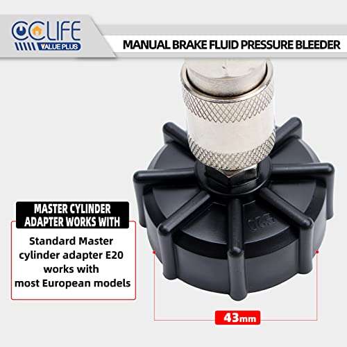 CCLIFE 3L Bremsenentlüftungsgerät mit 1L Absaugbehälter für E20 (ø44mm) (Prime)