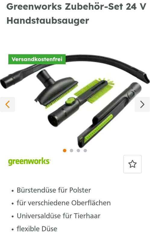 Globus Baumarkt: Greenworks 24V Staubsauger-Zubehör , evtl.passend für andere Marken= Rückversand kostenlos!
