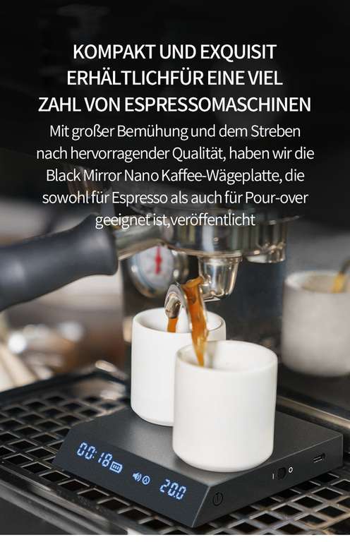 TIMEMORE Kaffee-Wägeplatte mit Timer Black Mirror Nano Espressowaage
