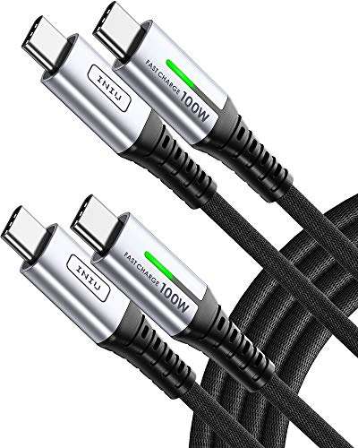 USB C auf USB C Kabel, INIU 100W [2m+2m] Ladekabel USB-C Schnellladekabel PD 5A QC 4.0 Nylon Typ C Cable (Prime)