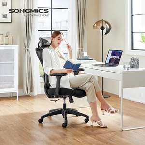 SONGMICS Bürostuhl, ergonomischer Schreibtischstuhl, Computerstuhl, Netzstuhl, verstellbare Lendenstütze und Kopfstütze, bis 150 kg