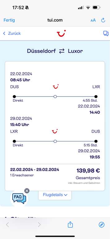TUIfly Direktflug Düsseldorf nach Luxor für 140 Euro