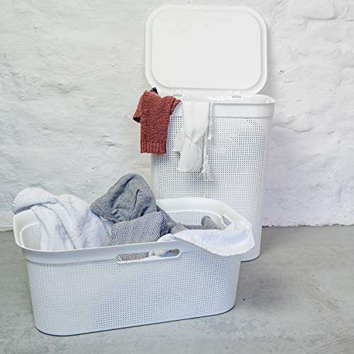 Prime: Rotho Wäschesammler 50l mit Deckel und 2 Griffen Modell: Brisen Farbe: Weiß