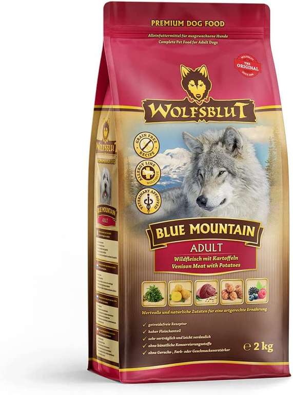 Bestpreis Wolfsblut Premium Hunters Pride / Blue Mountain / Grey Peak, ADULT, 2KG ALLEINFUTTERMITTEL FÜR HUNDE, TROCKEN Hundefutter