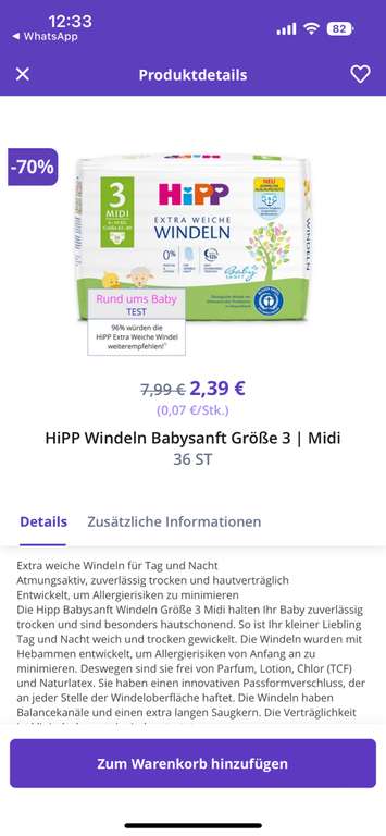 13x HIPP Windeln Gr. 3 (468 Stk) Getir lokal Hamburg