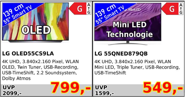 [Lokal Beltheim] LG OLED 55CS9LA für 799€ / LG 55QNED879QB für 549€ / Loewe bild v.65 dr+ OLED für 3499€