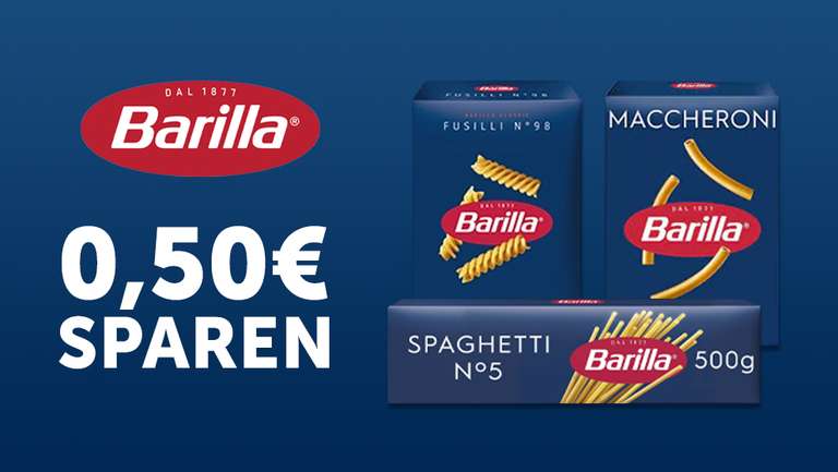 [Scondoo] 0,50€ Cashback beim Kauf von Barilla Pasta Produkt Deiner Wahl