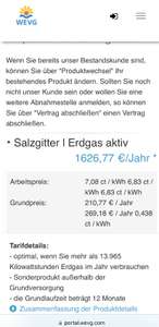 Gas zum Normalpreis Salzgitter 0,07€ je kWh