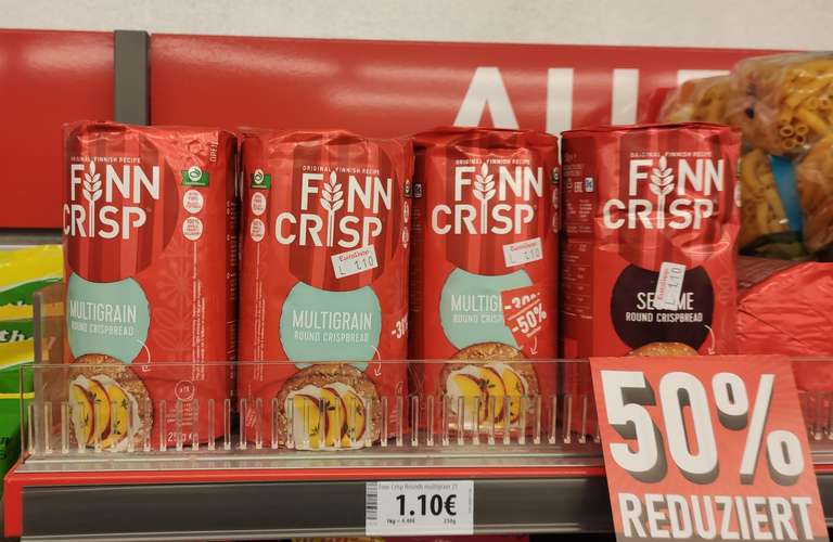 [Euroshop Offline] Finn Crisp Multigrain und Sesame Round Crispbread Knäckebrot Produkte 250g für 0,55€ [MHD 05.04.23]