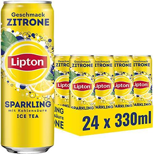 (Prime Spar-Abo) LIPTON ICE TEA Sparkling Zitrone und Zero, Eistee mit Kohlensäure und Zitronen Geschmack, EINWEG Dose (24 x 0.33 l)