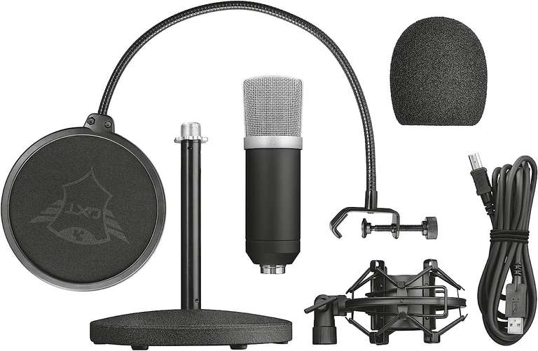 Trust GXT 252 Emita USB-Mikrofon (Kondensator, Niere, inkl. Spinne, Tischstativ & 2x Popschutz im Transportkoffer)