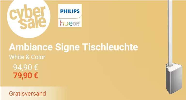 Philips Hue White & Color Ambiance Signe Tischleuchte Aluminium (2200-6500K, 1000lm, 14W, WLAN/ZigBee/Bluetooth)