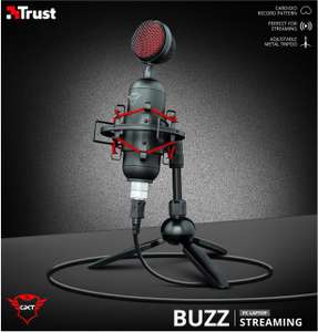 Trust Gaming GXT 244 Buzz Gaming Mikrofon mit Ständer, Kondersator, Nierencharakteristik, USB Mikrofon (für PC, PS5, PS4)
