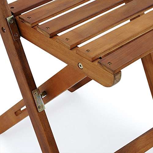 Casaria Garten-Sitzgruppe 3-tlg. aus Akazienholz, klappbar (Belastbarkeit je Stuhl: 160 kg)