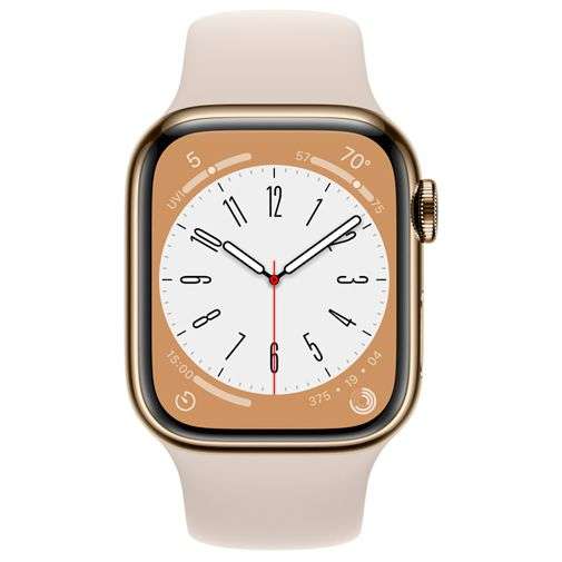 Apple Watch Series 8 4G 41mm Gold/Edelstahl (Beiges Silikon Armband (Polarstern))