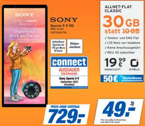 Lokal, Vodafone Netz: Sony Xperia 5 V im Otelo Allnet/SMS Flat 30GB LTE 19,99€/Monat, 49€ Zuzahlung, 50€ Wechselbonus, 35€ Gewinn bei Ankauf