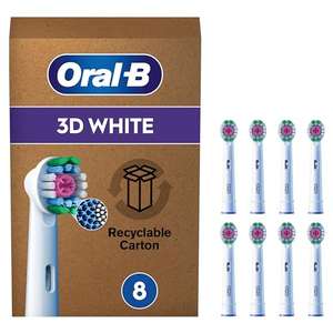 Oral-B Ersatzköpfe Pro 3D White. Geeignet für Briefschlitze, 8 Bürstenköpfe