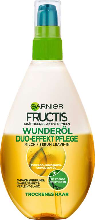 Garnier Fructis Duo-Effekt Pflege Oil Repair Haarkur, Intensiv Haaröl zum Sprühen ohne Ausspülen, mit wertvollen Natur-Ölen (Spar-Abo Prime)