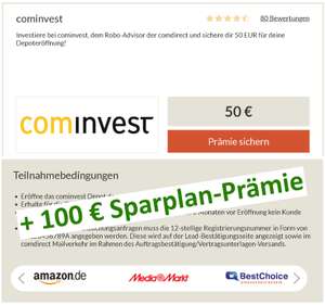 [cominvest + Spartanien] 50€ für Eröffnung cominvest Depot (RoboAdvisor) + 100€ für Sparplan, mind. 12 Monate a 100€; Neukunden, eID möglich