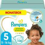 Pampers 20% +10% coupon + 10fach Payback + Abholung / z.B. Windeln Premium Protection Gr. 5 Junior, Monatsbox, 136 St (personalisiert)