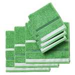 [Prime] 6er-Set Handtücher (3 Handtücher, 3 Badetücher, 450 g/m², 100 % Baumwolle, Grün mit Streifen, (3 x 50 cm) 90 x 50 cm