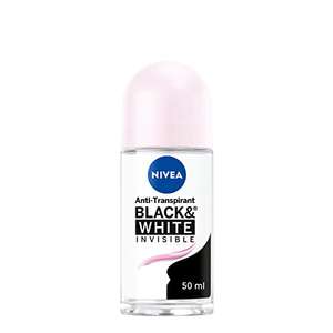 [Prime Spar-Abo] NIVEA Black & White Invisible Clear Deo Roll-On (50 ml), mit Anti-Flecken-Formel und ohne Alkohol, Deodorant mit 48h Schutz
