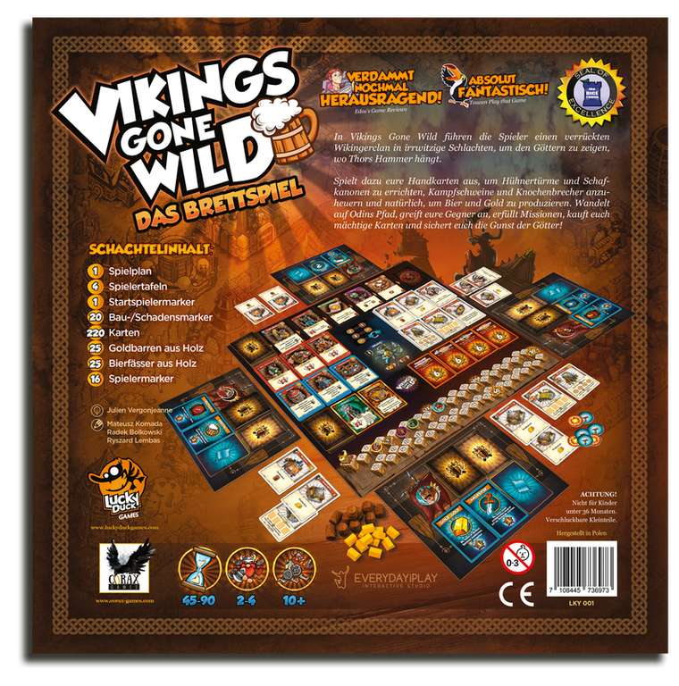 Vikings Gone Wild | Brettspiel für 2-4 Personen ab 10 J. | ca. 45-90 Min. | BGG: 7.1 / Komplexität: 2.25 | auch Erweiterungen im Angebot