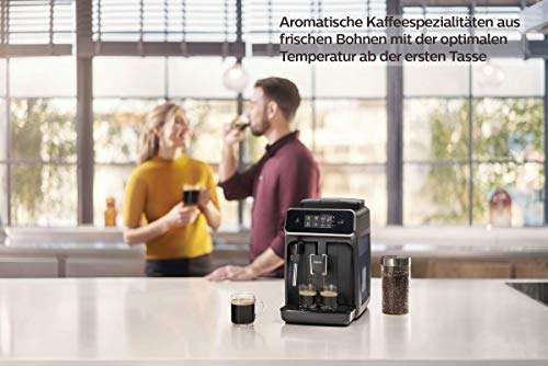 Philips 2200 Serie EP2220/10 Kaffeevollautomat, 2 Kaffeespezialitäten, Schwarz/Schwarz-gebürstet