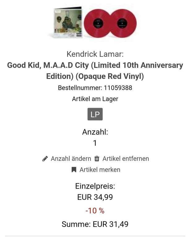 Kendrick Lamar - good kid, m.A.A.d city - 10th Anniversary Edition - Ltd Opaque vinyl [jpc]
