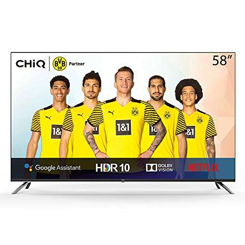 CHiQ Smart TV 147 cm (58 Zoll Fernseher) Android 9.0, Smart TV,LED TV, UHD, WiFi (Rabattgutschein personalisiert)