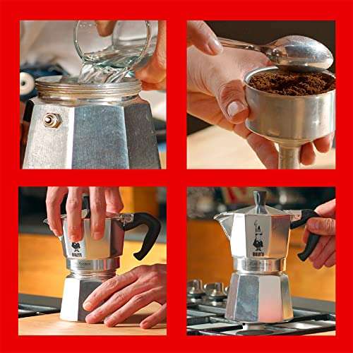 Bialetti - Moka Express:, Kanne 6 Tassen Kaffee (270 ml), Aluminium, Silber