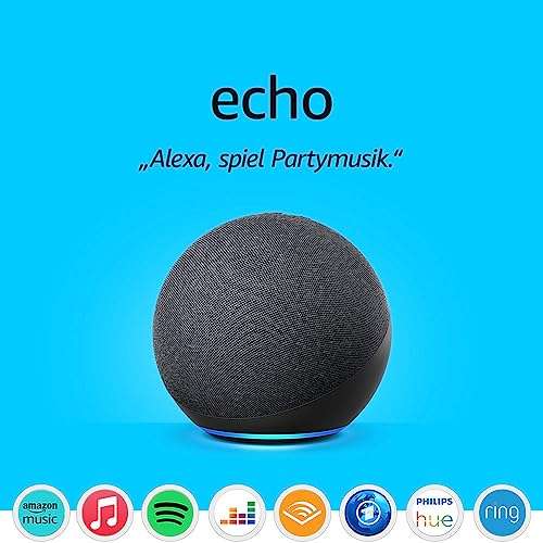 [Mit Prime] Echo (4. Generation) | Mit herausragendem Klang | Anthrazit + Philips Hue Smarte Lampe (E27)