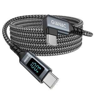 [ Amazon Prime ] GIANAC 100W USB C auf USB C Kabel 2M, Schnellladekabel LED Display, PD 20V/5A E-Mark Chip für Apple Macbook Samsung Galaxy