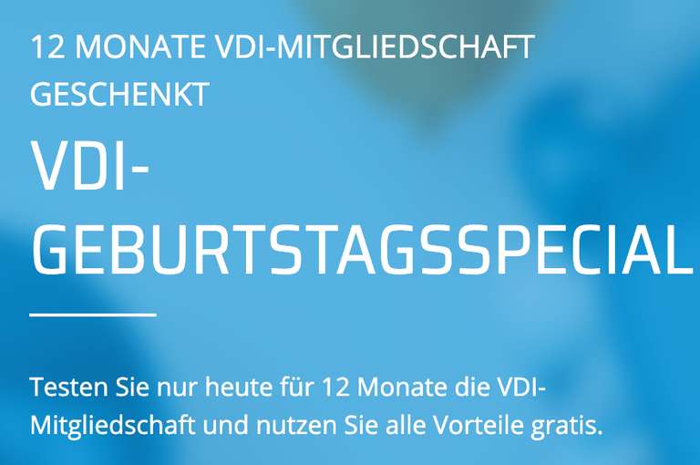 VDI Mitgliedschaft - 12 Monate Gratis - Verein Deutscher Ingenieure