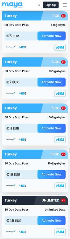 Günstige eSIM Karte für den Türkei Urlaub - 5€ 1 GB