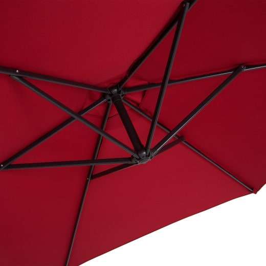 Kingsleeve Alu Ampel-/Sonnenschirm mit Ständer in rot oder anthrazit (300-330cm, Neig-/Schwenkbar, Wasserabweisend, UV-Schutz 40+)