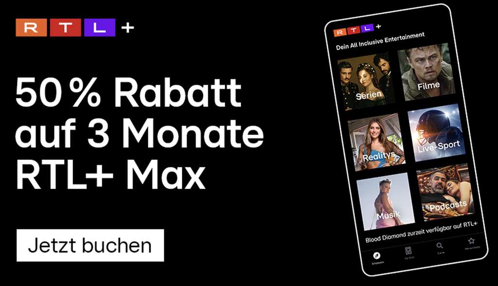50% Rabatt Premium RTL+ und | mydealz Max auf 3 RTL+ Monate