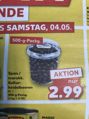 Heidelbeeren 500g nur 2,99 € (= 5,98€/kg) bei Kaufland am 3.5. und 4.5.