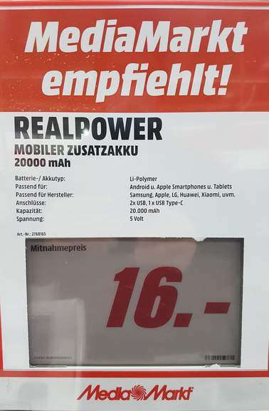 Realpower 20.000 mAh Powerbank