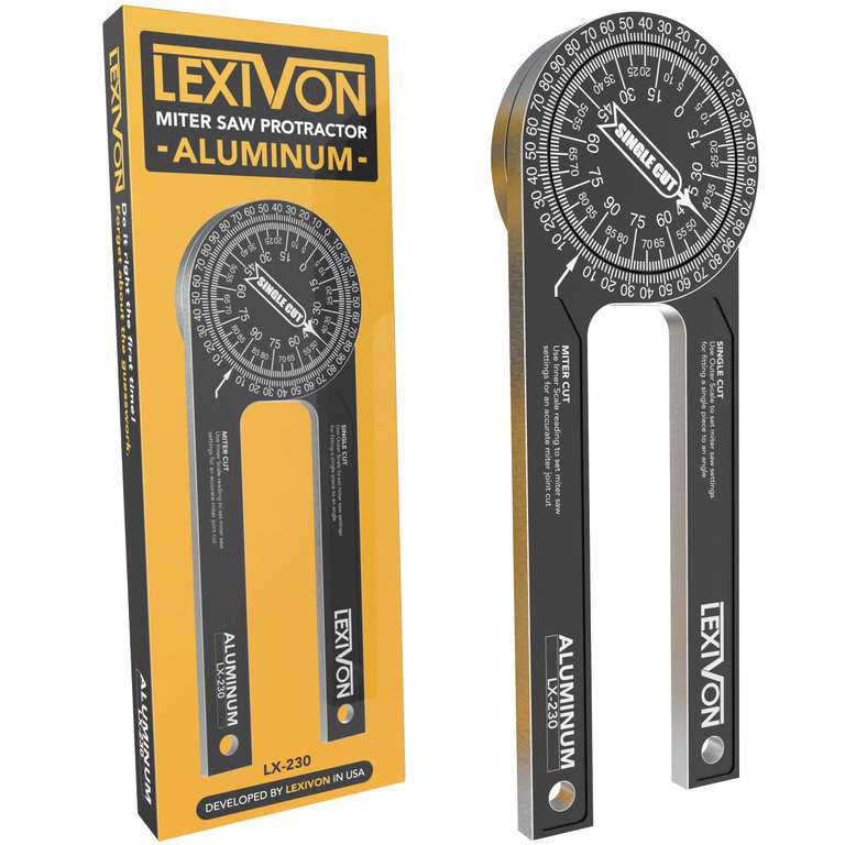 [Prime] LEXIVON Winkelmesser (leicht lesbare präzisionslasergravierten Skalen, 6mm dicke Aluminiumlegierung, lebenslange Garantie)