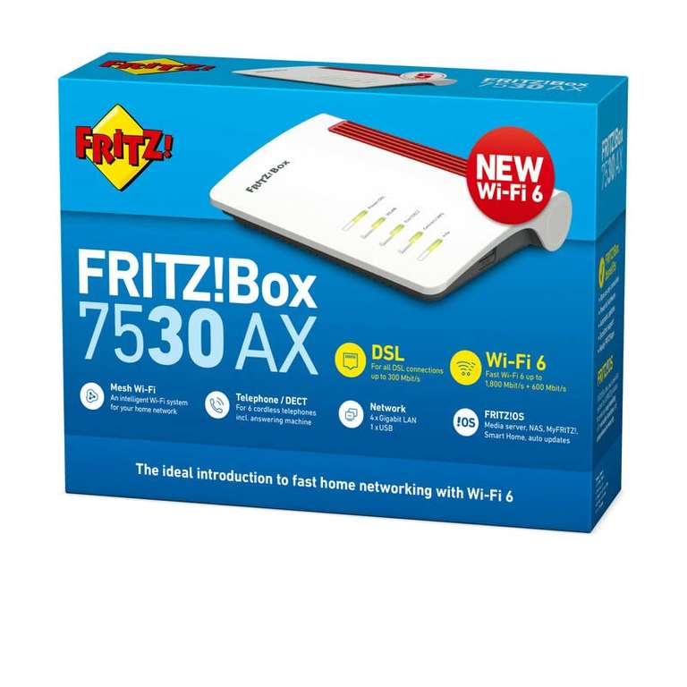 AVM FRITZ!Box 7530 AX WI-FI 6 Router, internationale Version (Amazon Italien)