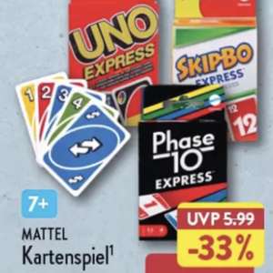 MATTEL Kartenspiele Express (UNO, Phase 10, Skip-Bo & UNO Flip!) bei ALDI-Nord
