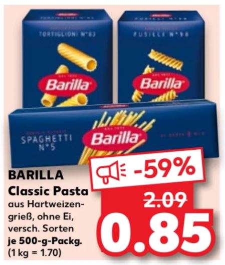 Barilla Classic Pasta versch. Sorten je 500g Packung