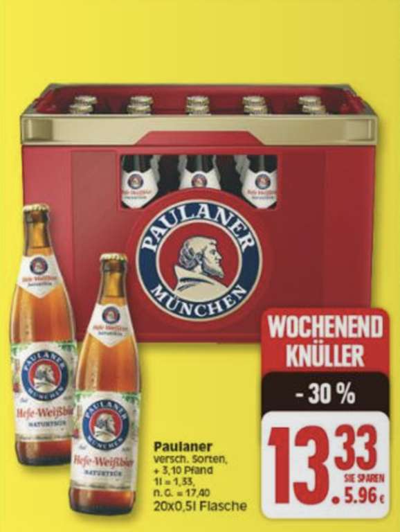 EDEKA Minden-Hannover Paulaner Hefeweißbier naturtrüb 20x0,5 L Flasche