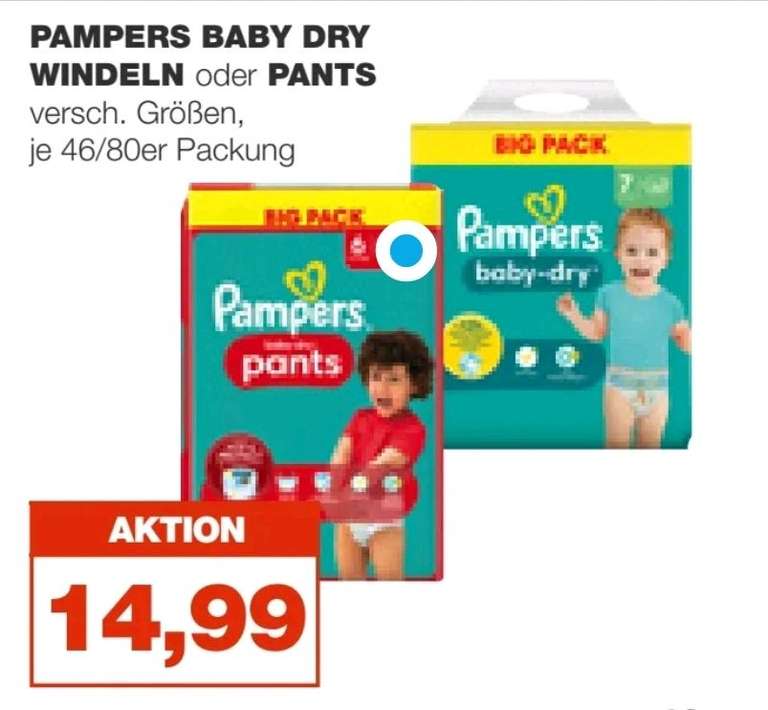 Pampers Baby Dry Windeln oder Pants Bigpack ab Mo 27.02 [Real]
