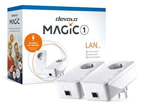 [Amazon] devolo Magic 1 LAN Starter Kit, LAN Powerline Adapter -bis zu 1.200 Mbit/s, 1x Gigabit LAN Anschluss, dLAN 2.0