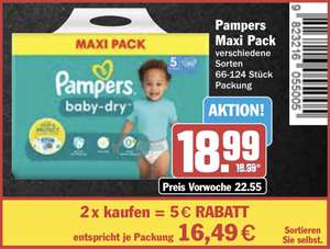 [HIT Markt] 5€ Rabatt bei 2x Pampers Maxi Pack verschiedene Sorten & Größen